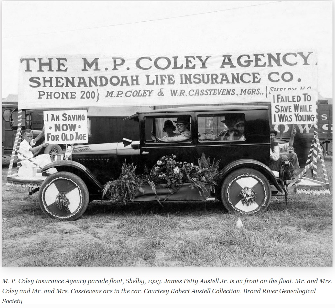 M.P. Coley Insurance parade float in 1919